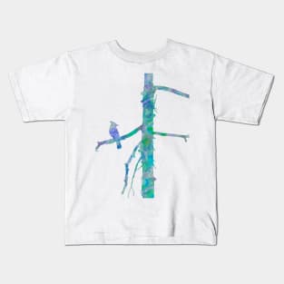Bluejay On A Tree Watercolor Painting Kids T-Shirt